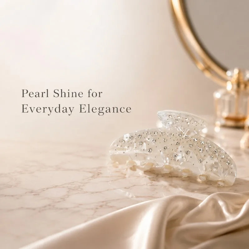 Rhinestone Pearl Acrylic Hair Claw Clips Strong Non Slip Sparkly Hair Barrettes Women Daily Wedding Party Accessories