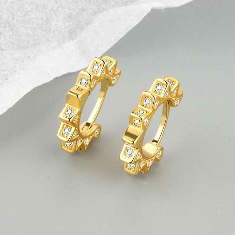 ANENJERY CZ Zircon Circle Hoop Earrings for Women Men Punk Trendy Party Accessories additional angle