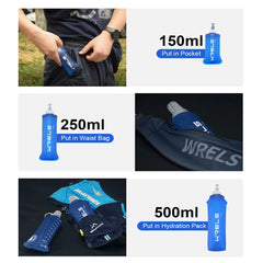 WRELS Camping Soft Water Bottle Drinking Sport Folding Bag Flask Outdoor Running Hydra close-up view