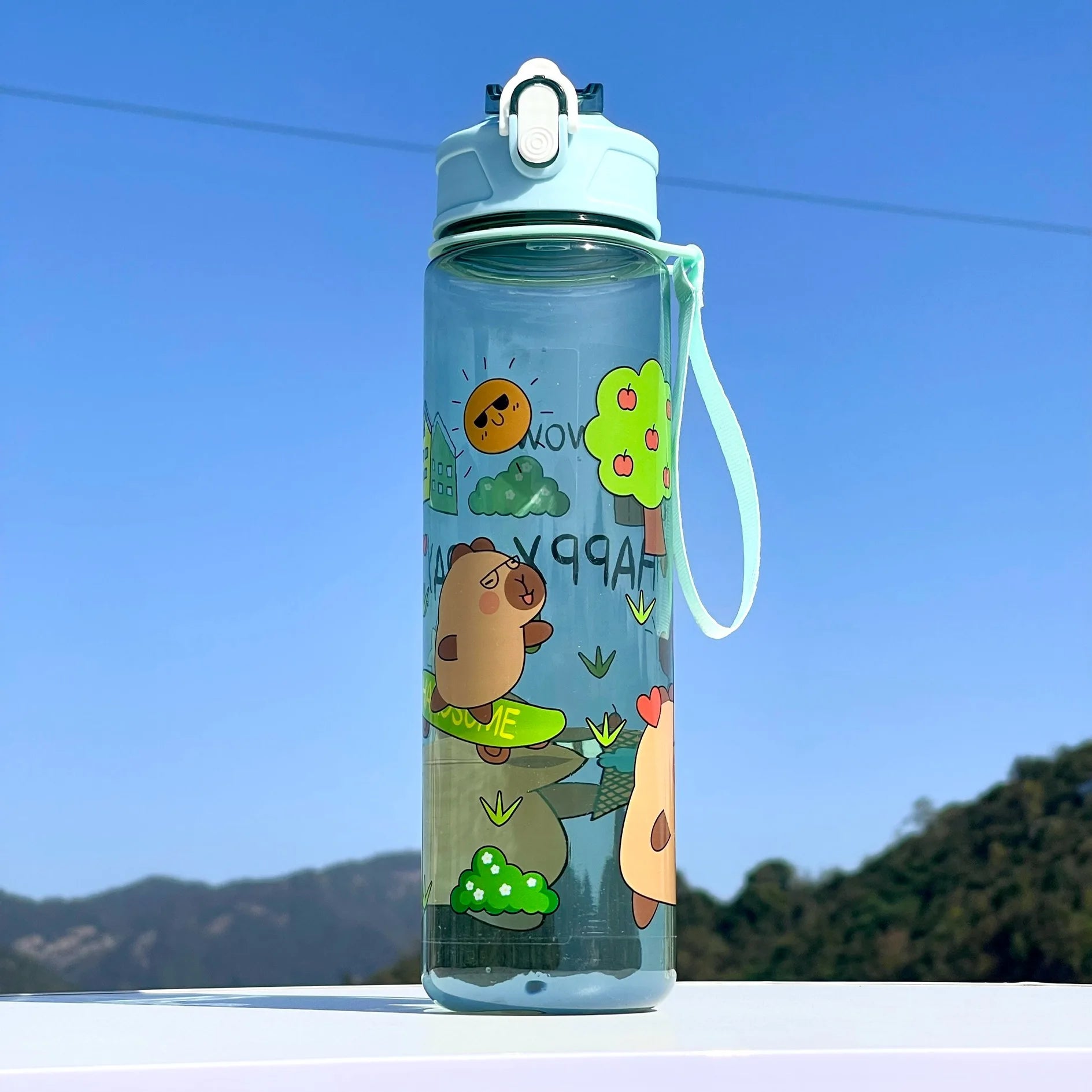 Kapibala Straw Cup Large Capacity 800ml Sports Outdoor Cute Portable Sports Camping C alternate view