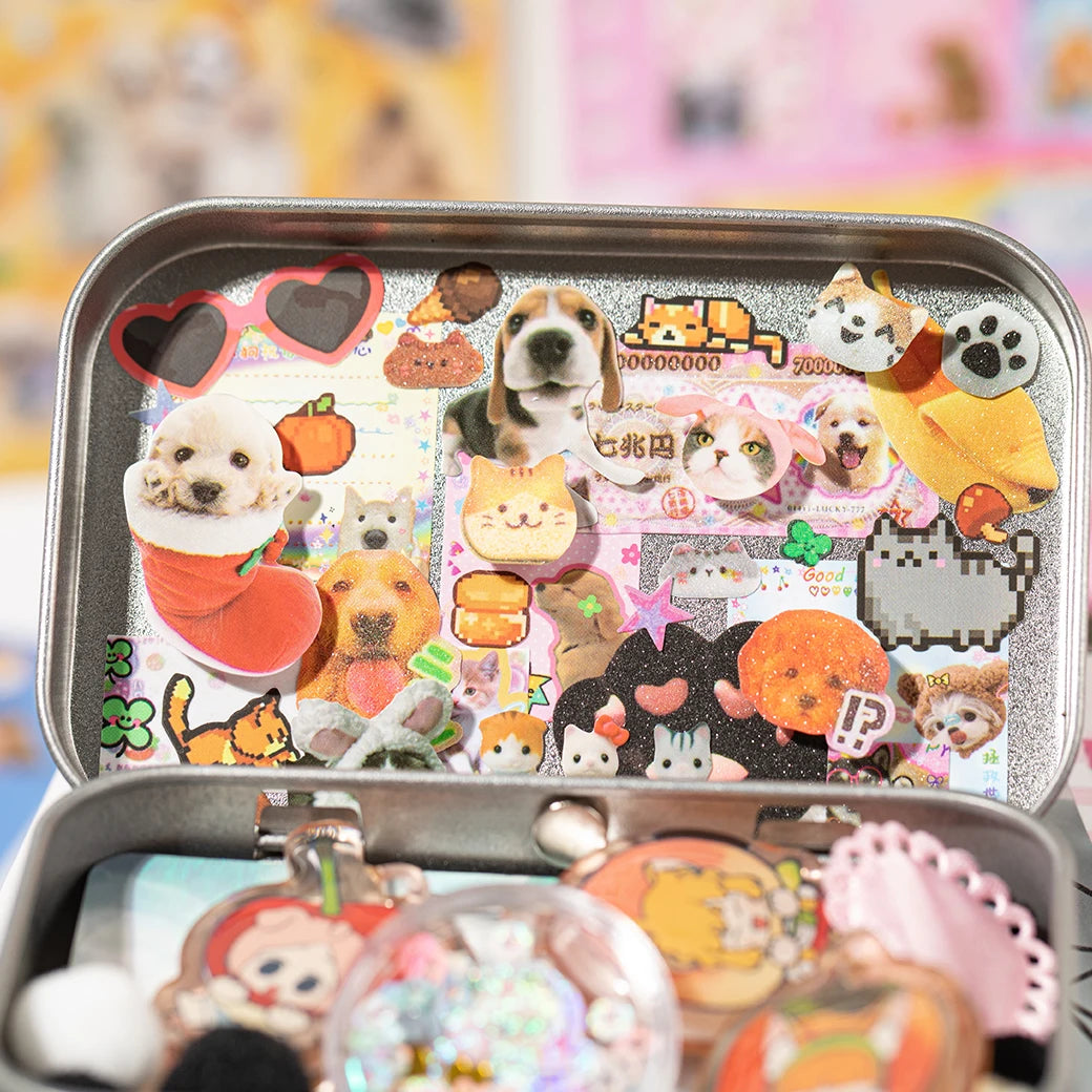 Cute Pets Sticker Book 30 Sheets | Scrapbooking DIY Collage Material lifestyle view