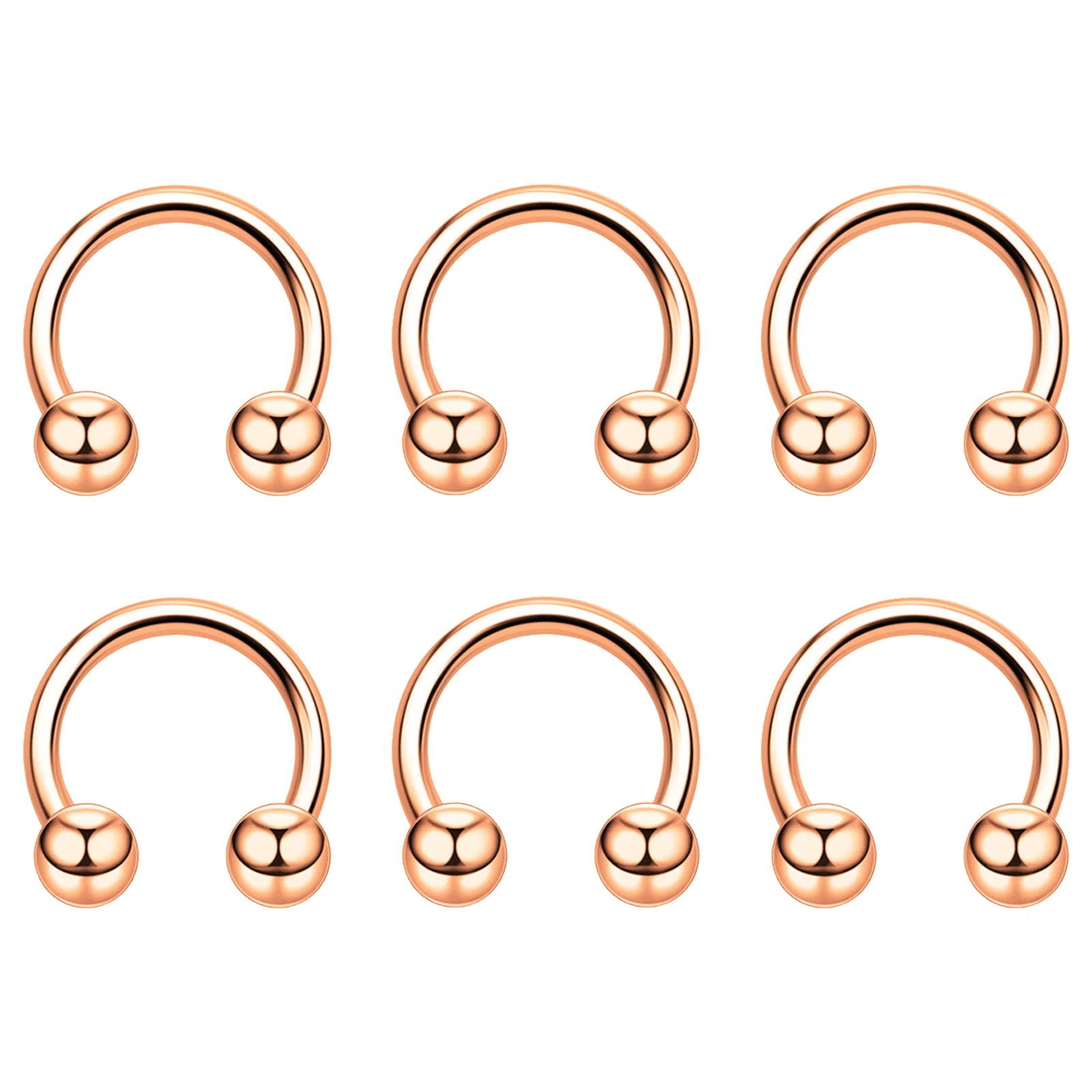 6pcs Stainless Steel U-Shaped Nose Ring - Classic Ball Closure Stud, European Style B alternate view