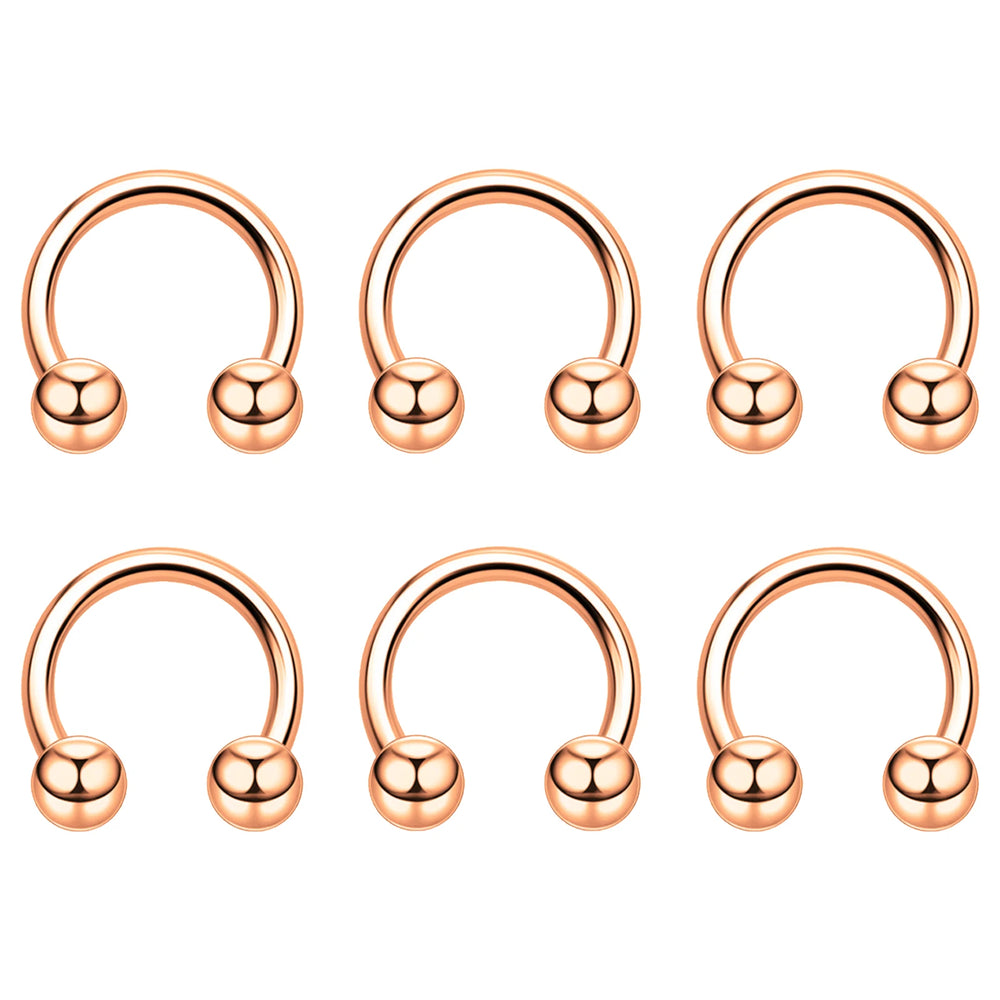 6pcs Stainless Steel U-Shaped Nose Ring - Classic Ball Closure Stud, European Style B alternate view