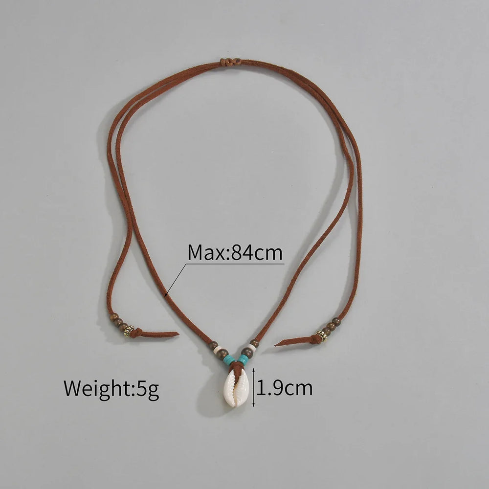 Simulation Shell Pendant Clavicle Necklaces For Women Waterproof Brown Rope Chain Short detail view