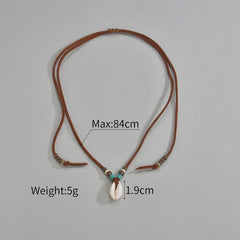Simulation Shell Pendant Clavicle Necklaces For Women Waterproof Brown Rope Chain Short detail view