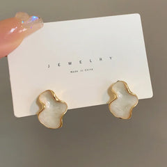 Abstract Alien White Color Cloud Irregular Stud Earring