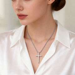 Fashionable Cross Pendant Necklace | Unisex Stainless Steel Box Chain alternate view