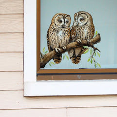 Owl Flower Branch Wall Stickers | Self-Adhesive Animal Wall Decals for Living Room close-up view