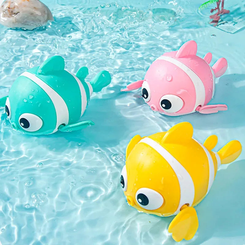 Baby Bath Toys Cute Swimming Fish Cartoon Animal Floating Wind Up Toys Water Game Classic Clockwork