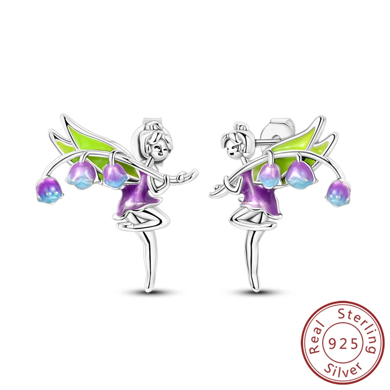 925 Stainless Steel Stud Earrings For Women Girls Simple Flower Bow Star Moon Zircon lifestyle view
