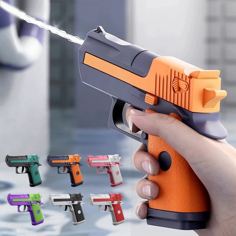 Mini Desert Eagle Water Gun | Mechanical Continuous Firing Toy for Kids Summer Play
