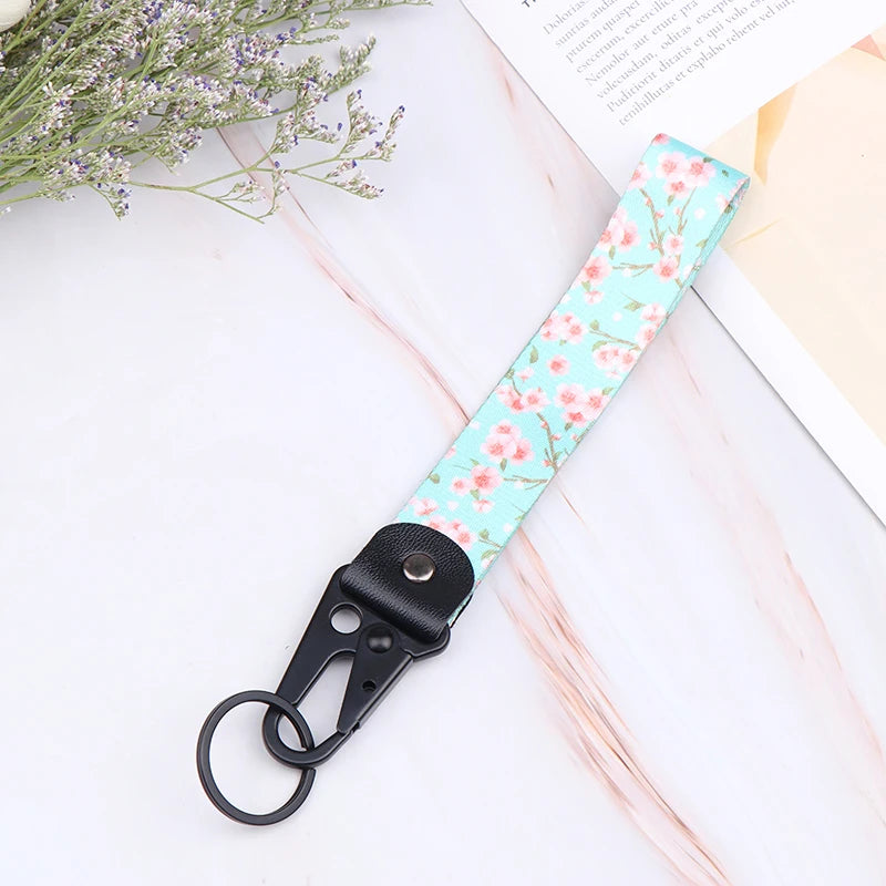 Sakura Cherry Blossom Car Keychain Lanyard | Metal Key Holder with Alloy Clip alternate view