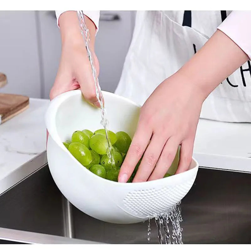 Basket Colander Plastic Sieve Fruit Vegetable Bowl Drainer Cleaning Tools Home Kitchen T detail view