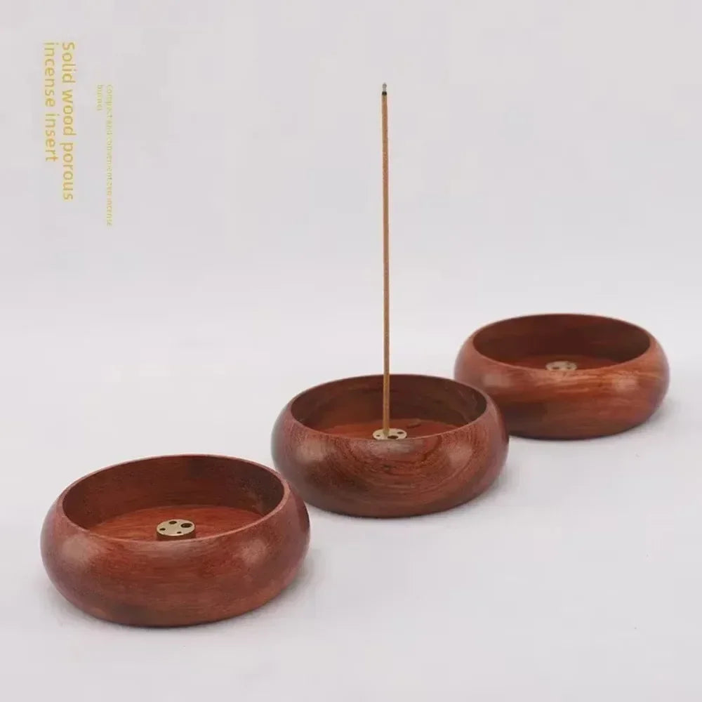 Solid Wood Incense Burner | Mini Circular Incense Stove for Indoor Use alternate view
