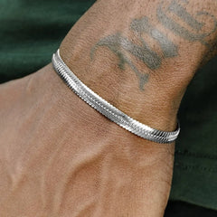 3mm Silver Color Stainless Steel Flat Chain Bracelet Simple Bracelet For Men Retro Jewelry Trendy Ac