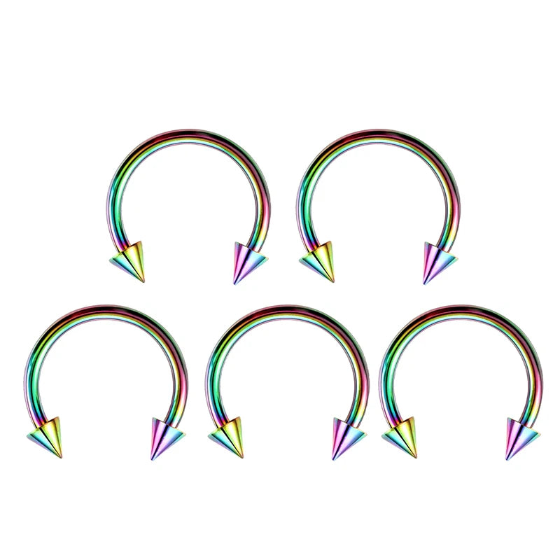 5pc Stainless Steel C Shape Septum Piercing Nose Ring Cartilage Earrings For Women additional angle