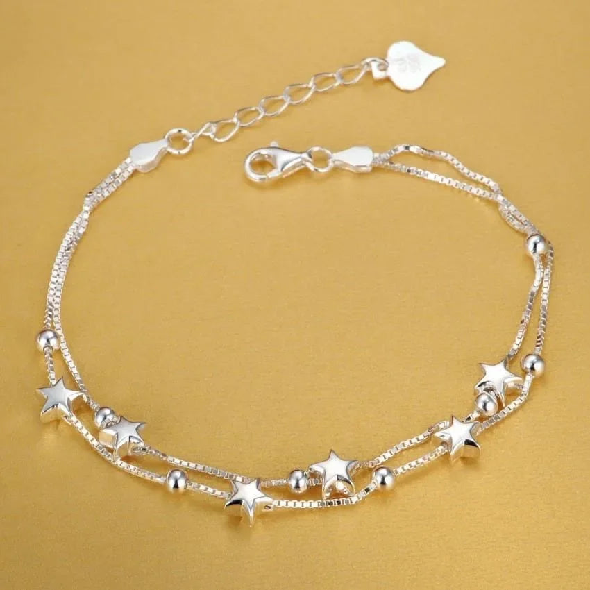 Fine 925 Sterling Silver Noble Nice Chain Solid Bracelet for Women Men Charms Party additional angle