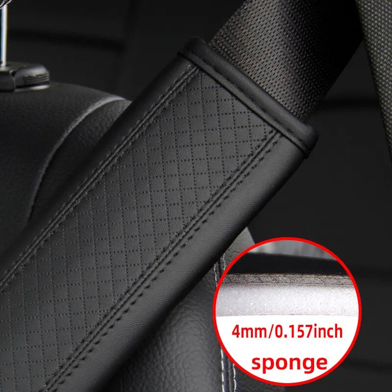 1PCS PU Leather Embossed Car Seat Belt Shoulder Cover Decompression Comfort Car Acces alternate view