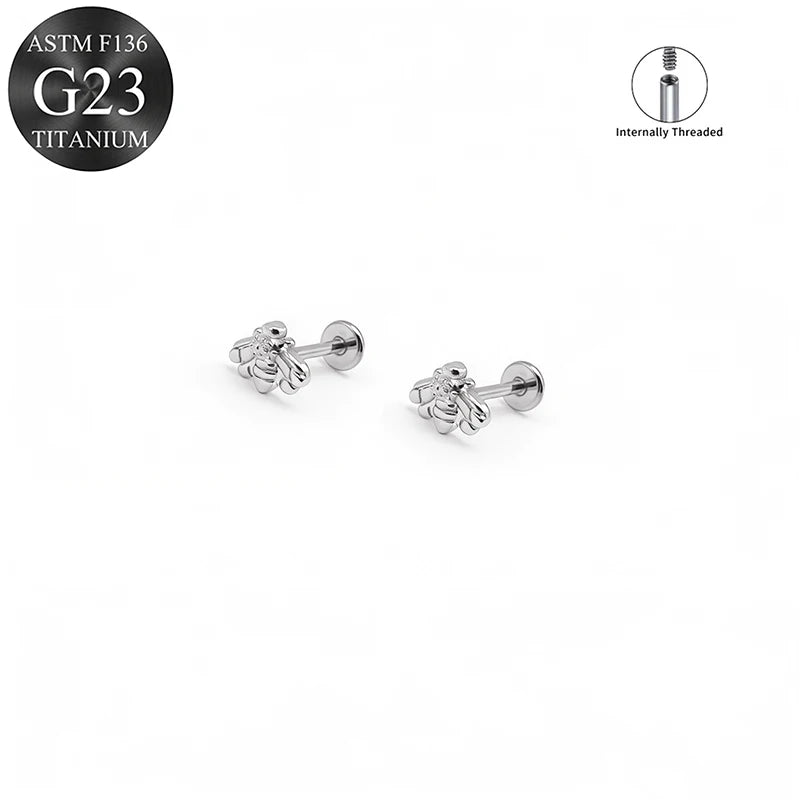 EVISPOL ASTM F136 G23 Titanium Tiny CZ Labret Lip Stud Earring for Women 16G Heart Ca alternate view