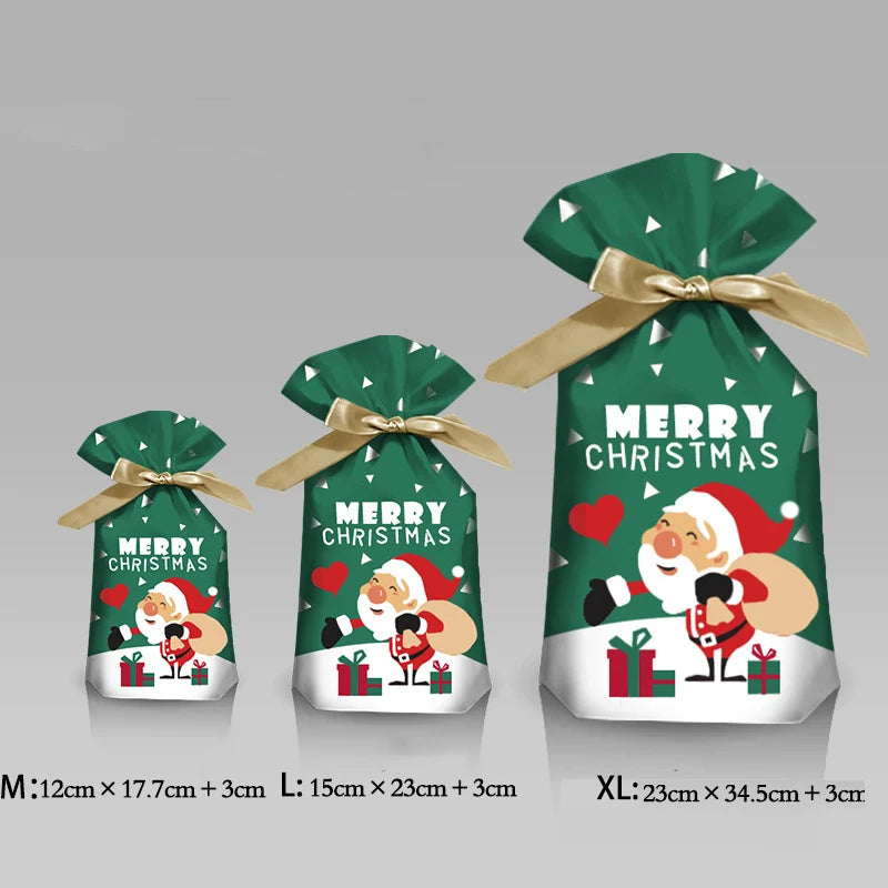 Merry Christmas Candy Bag Santa Gift Bag Snowflake Drawstring Bag Christmas for 2022 alternate view