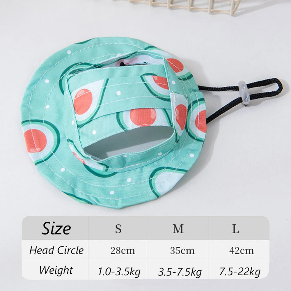 Cute Print Dog Hat for Small Medium Dogs | Adjustable Pet Cap for Pug Corgi Dachshund close-up view