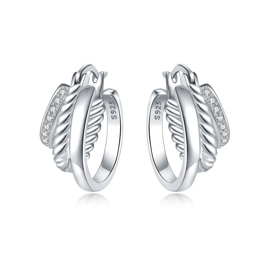 Orstarry S925 Sterling Silver Square Chain With Stone Inlaid Earrings Hoop Earrings additional angle