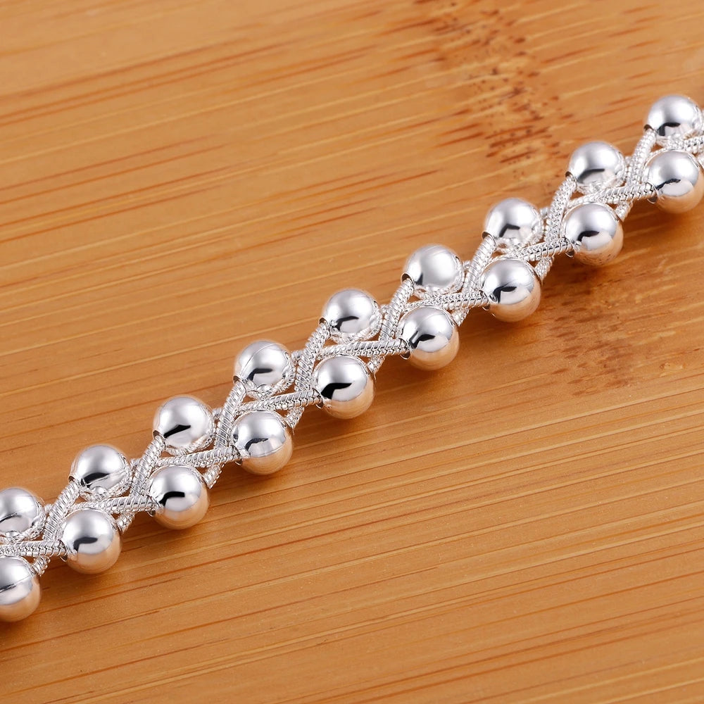 925 Sterling silver Bracelet Beautiful Braided beads chain for woman fashion fine jew lifestyle view