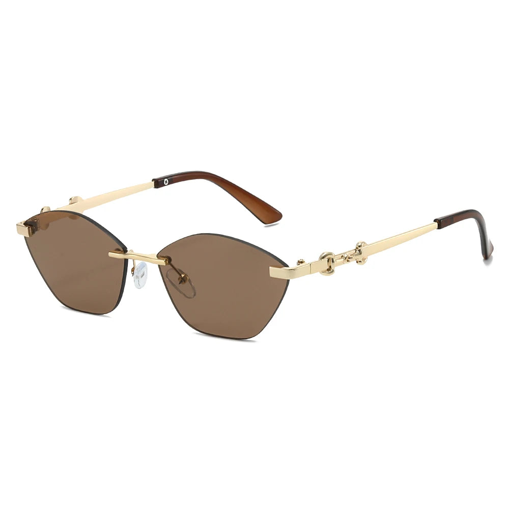 2026 Rimless Sunglasses for Men with Metal Chain Detail | Niche High-End UV Protection S detail view