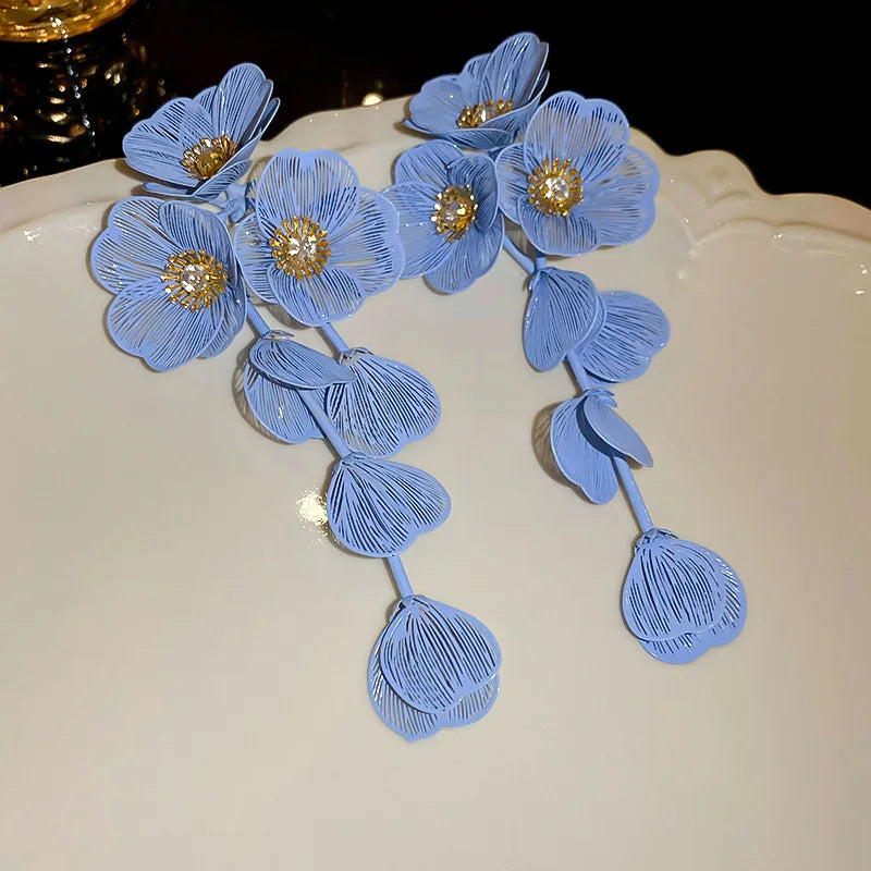 Flower Petal Tassel Earrings | Lightweight Acrylic Drop Earrings detail view
