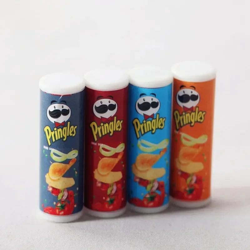 Miniature Dollhouse Snack Food | 4pcs 1/6 Scale Potato Chips for Doll Kitchen Pretend lifestyle view