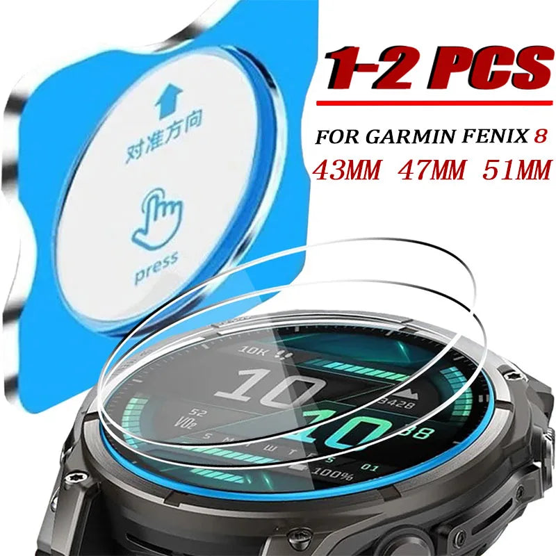 1-2 Pack HD Tempered Glass For Garmin Fenix 8 43MM 47MM 51MM 9H Anti-scratch Easy To Install Protective Film Screen Protector
