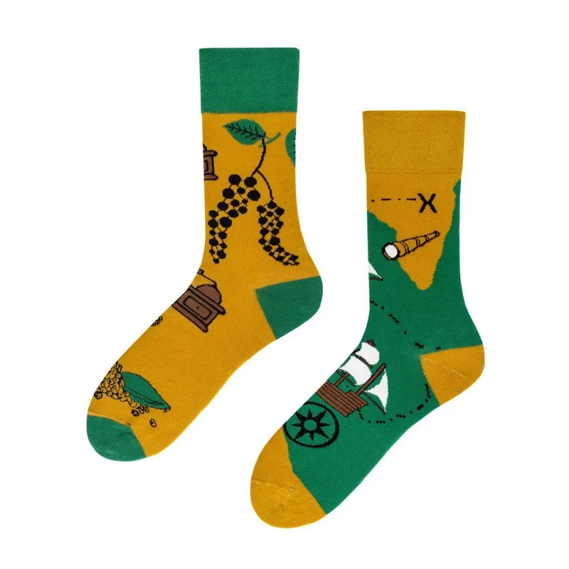 1 Pair Canvas Lattice Plant Art Funny Socks Women Novelty Abstract Cute Socks Women additional angle