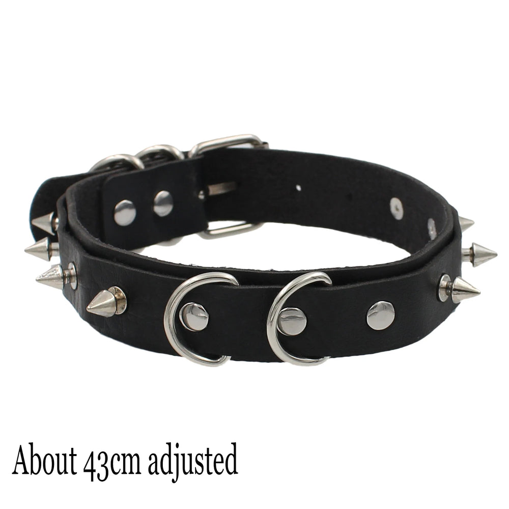 Gothic Bat Heart Lock Punk Choker | Black Leather Collar Necklace detail view