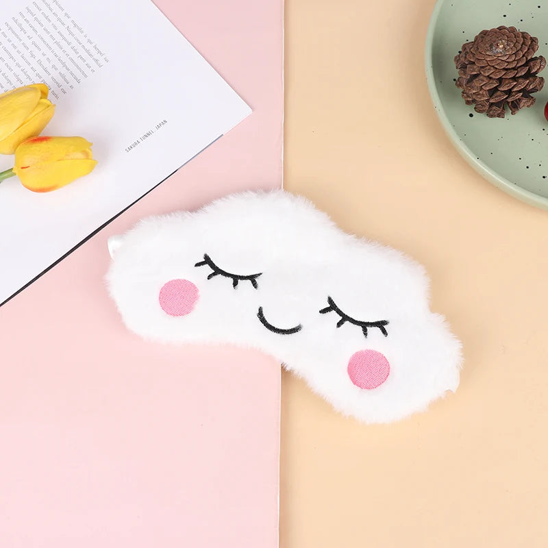 Plush Cute Grey Cat Sleep Mask | Light Blocking Eye Shade for Travel and Home lifestyle view