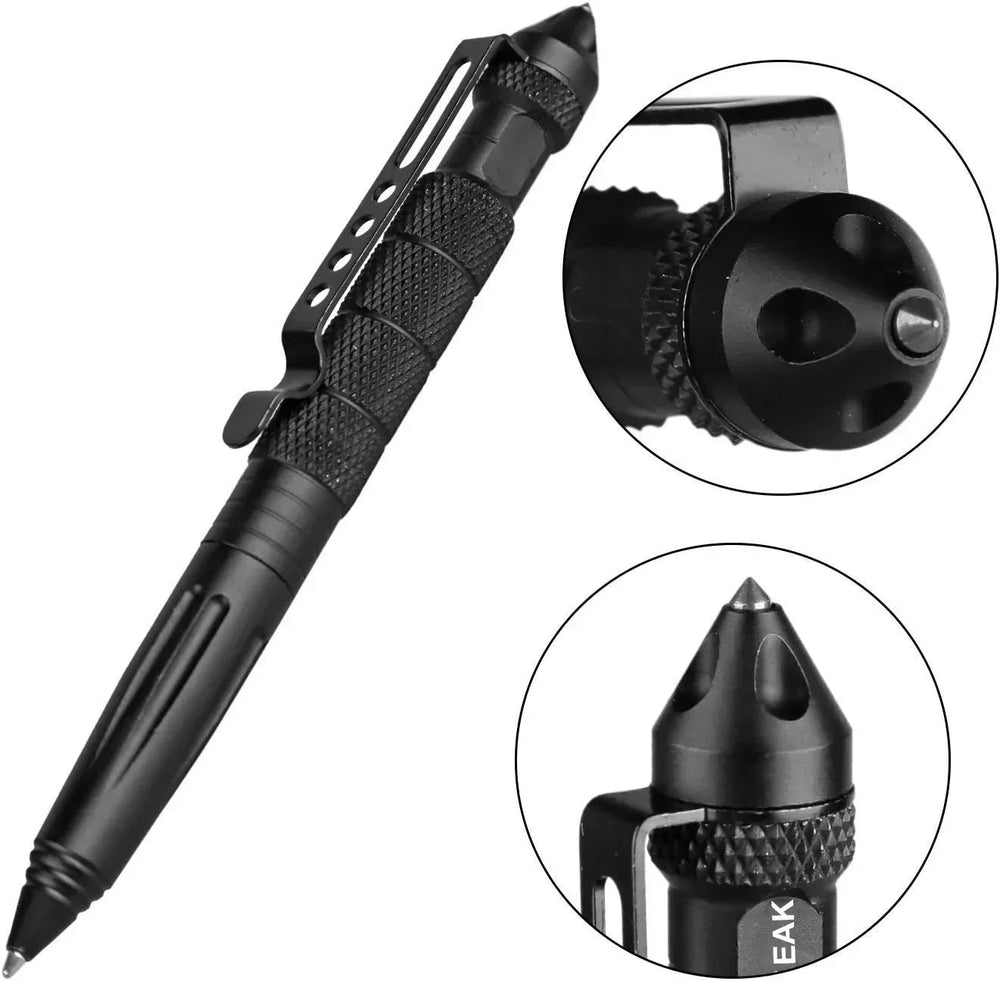 Tactical Pen Self Defense Tool | Glass Breaker and Emergency Survival Writing Pen close-up view