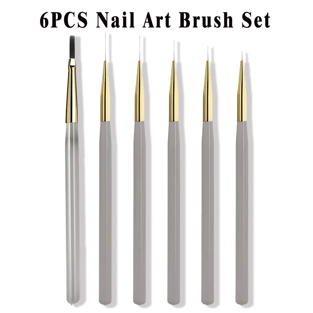 1/2/5Pcs French Plaid Nail Art Brush Set Ultra-Fine Liner Flat Brush for Grid Patte additional angle