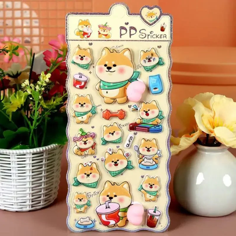 3D Cartoon Stress Relief Stickers | Soft PP Rabbit Bear Dog Decor alternate view
