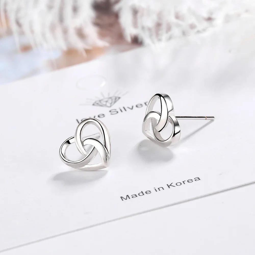 925 Sterling Silver Love Heart Stud Earrings For Women Luxury Designer Jewelry Best Sell detail view