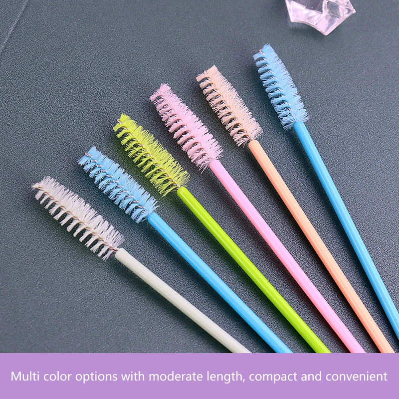 Disposable Eyelash Brushes 50 Pack | Mascara Wands Applicator Spoolies for Lash Extens close-up view