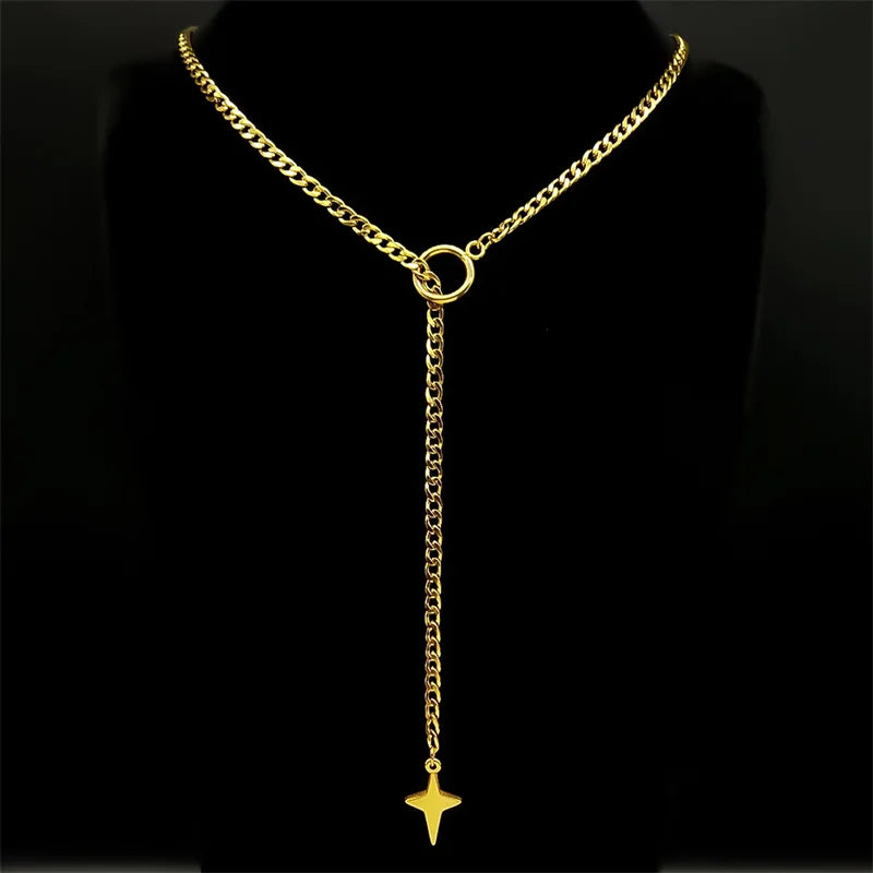 Heart O-ring Long Chain For Women Men Punk Rock Necklace Stainless Steel Key lock Neckla detail view