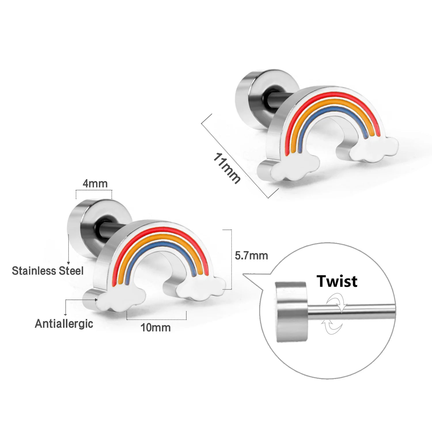 Cute Acrylic Animal Stud Earrings | Surgical Steel Hypoallergenic Earrings for Women a close-up view