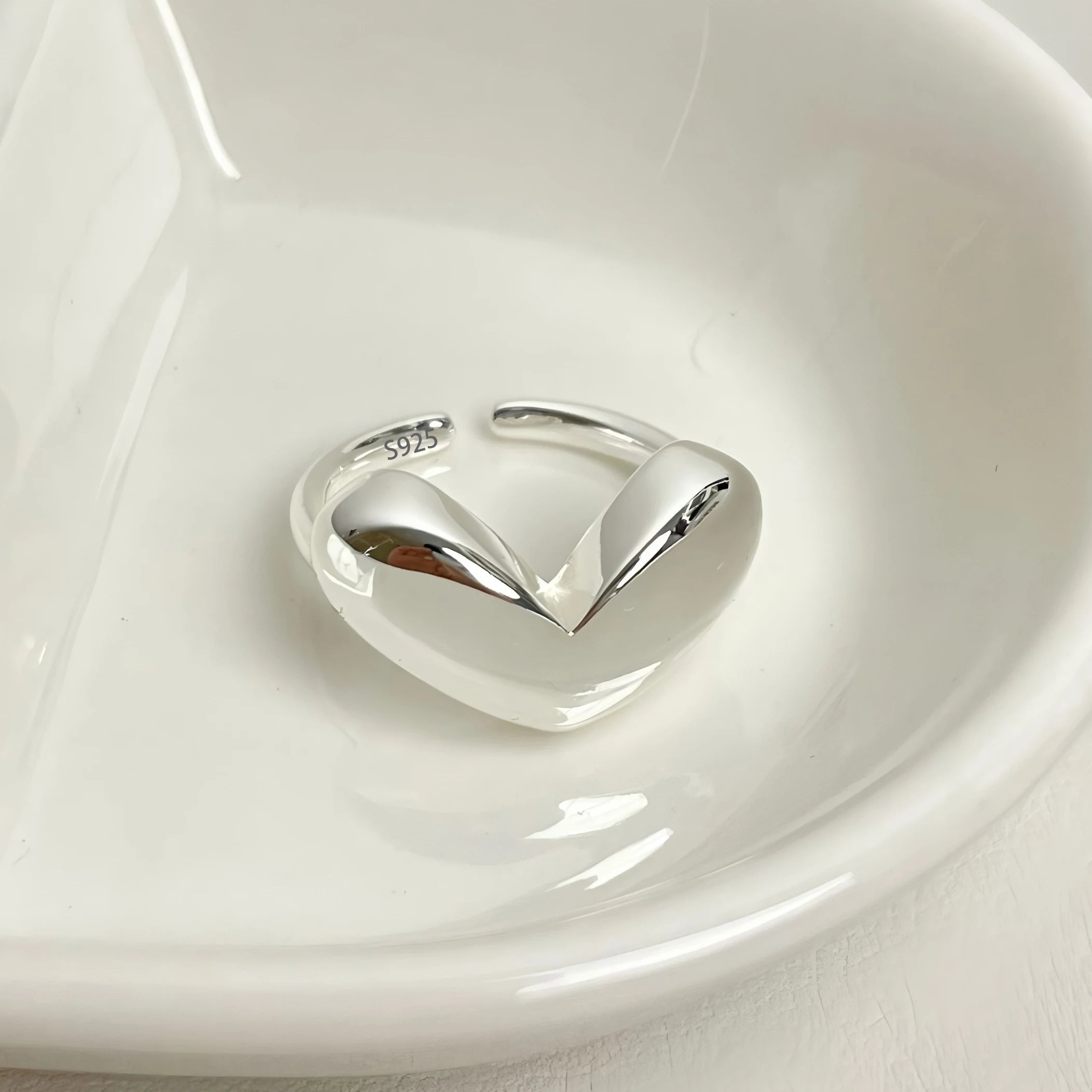 PANJBJ 925 Sterling Silver Frosting Geometry Ring for Women Wide Texture Versatile Han close-up view