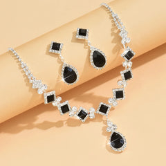 3-piece Women's Claw Chain Series Geometric Droplet Earrings Necklace Set Wedding Banque detail view