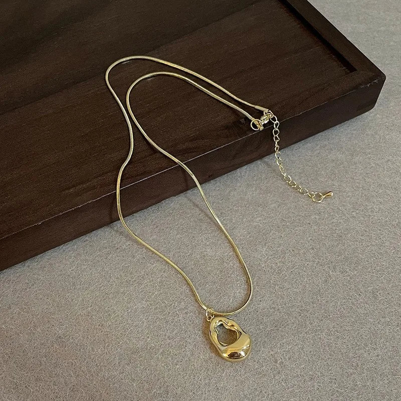 Irregular Pendant Necklace for Women | Stainless Steel Snake Chain Minimalist Jewel additional angle
