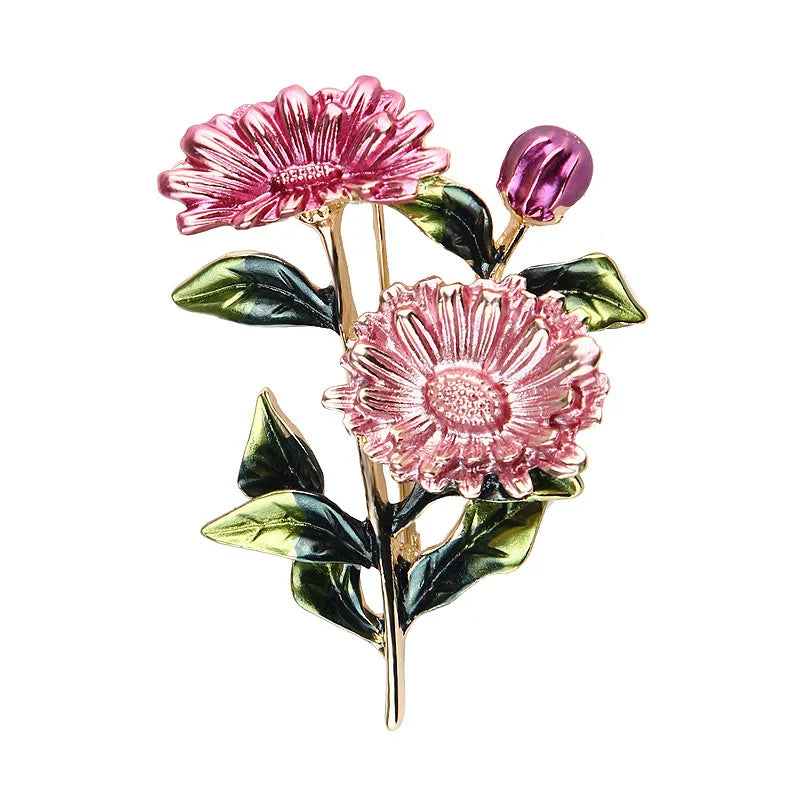 Cute Romantic Colorful Leaf Brooches For Women Purple Crysal Plant Brooch Pin Female Party Birthday Dress Suit Badge Jewelry