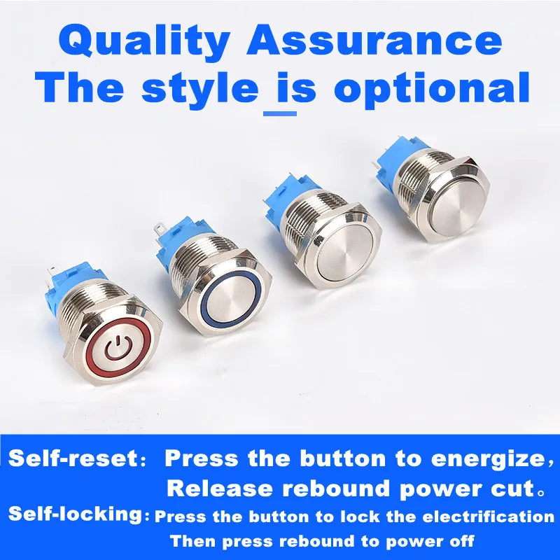 16/19/22mm Waterproof Metal Push Button Switch | 2NO2NC Self-Locking Automotive Engin lifestyle view