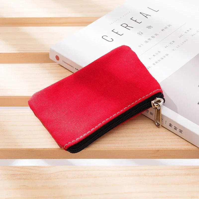 Solid Color Canvas Zipper Coin Purse | Mini Money Pouch for Women Men lifestyle view