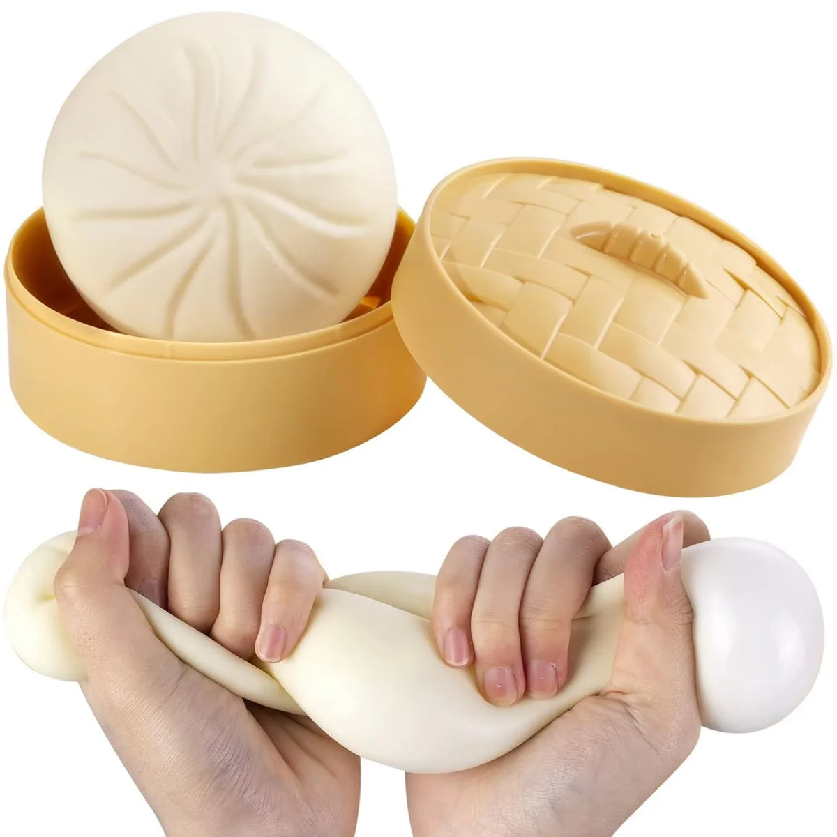 Colorful Dumpling Squishy Stress Ball | Simulation Food Bun with Steamer Fidget Toy alternate view