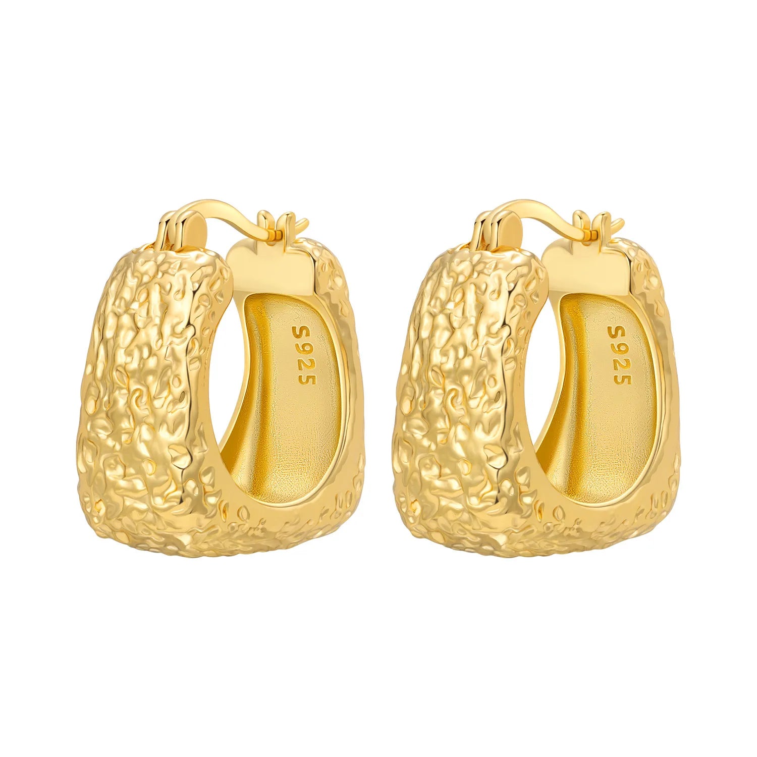 Orstarry S925 Sterling Silver 18k Gold Modern Square Earrings Hoop Earrings For Women lifestyle view
