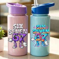1 Piece 500ml (17 fl oz) 67 Printed Straw Cup, Summer Water Bottle, BPA Free, Portabl alternate view
